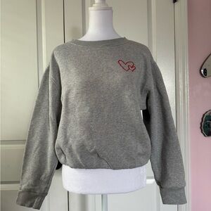 Universal Thread Gray Sweatshirt with Red Heart Embroidery